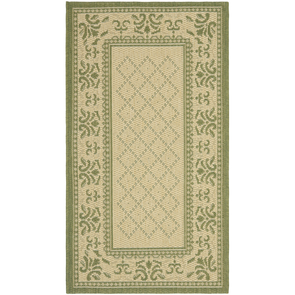SAFAVIEH Outdoor CY0901-1E01 Courtyard Natural / Olive Rug Image 2