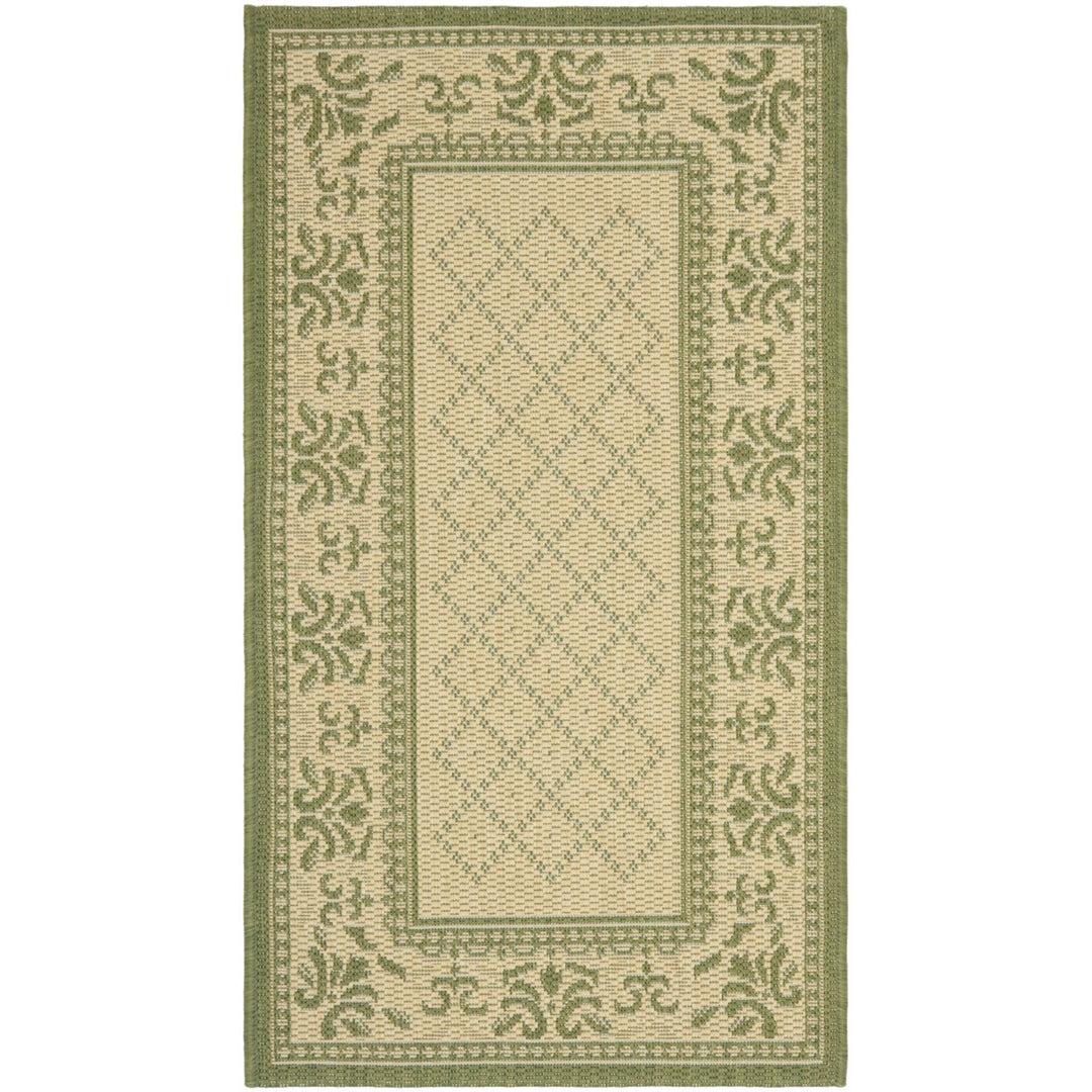 SAFAVIEH Outdoor CY0901-1E01 Courtyard Natural / Olive Rug Image 1