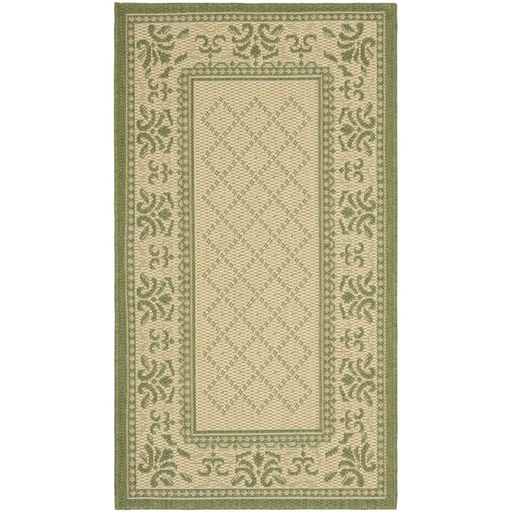SAFAVIEH Outdoor CY0901-1E01 Courtyard Natural / Olive Rug Image 1