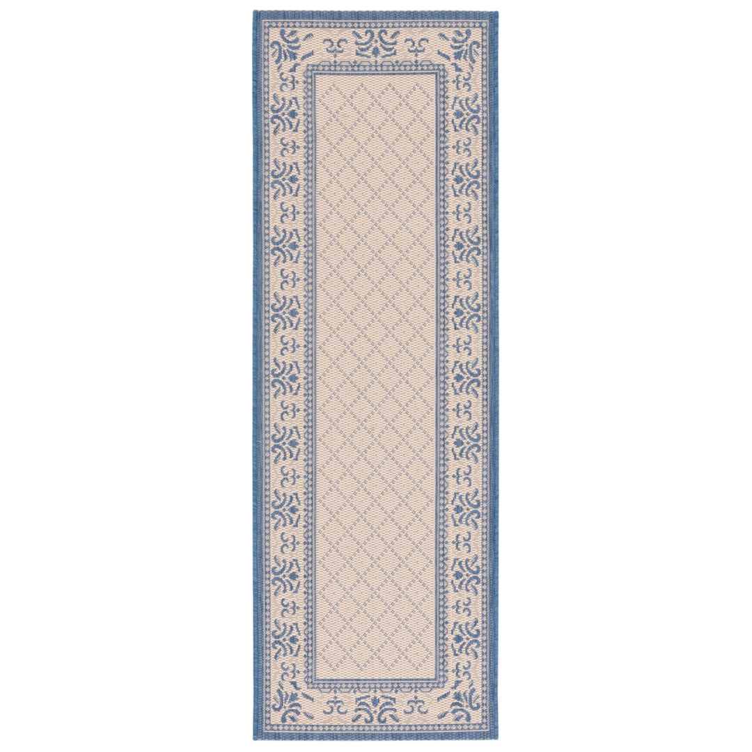 SAFAVIEH Outdoor CY0901-3101 Courtyard Natural / Blue Rug Image 1