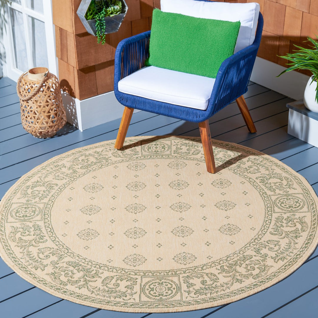 SAFAVIEH Outdoor CY1356-1E01 Courtyard Natural / Olive Rug Image 2