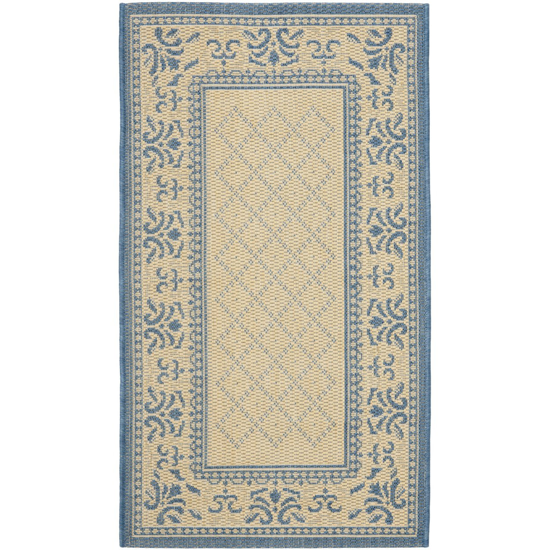 SAFAVIEH Outdoor CY0901-3101 Courtyard Natural / Blue Rug Image 10
