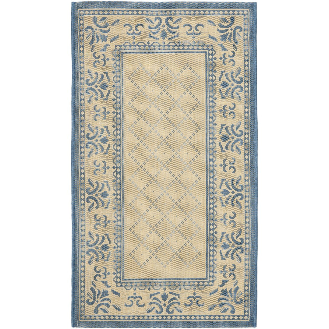 SAFAVIEH Outdoor CY0901-3101 Courtyard Natural / Blue Rug Image 1