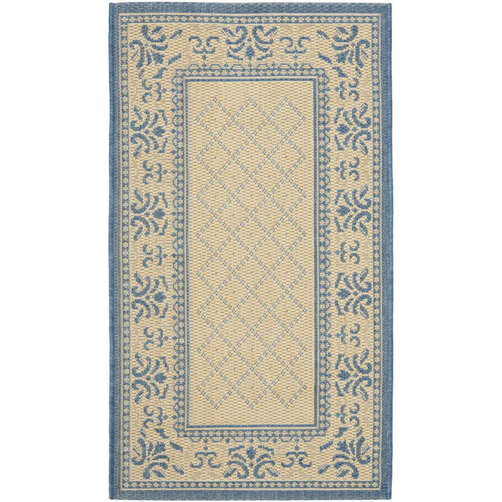 SAFAVIEH Outdoor CY0901-3101 Courtyard Natural / Blue Rug Image 1