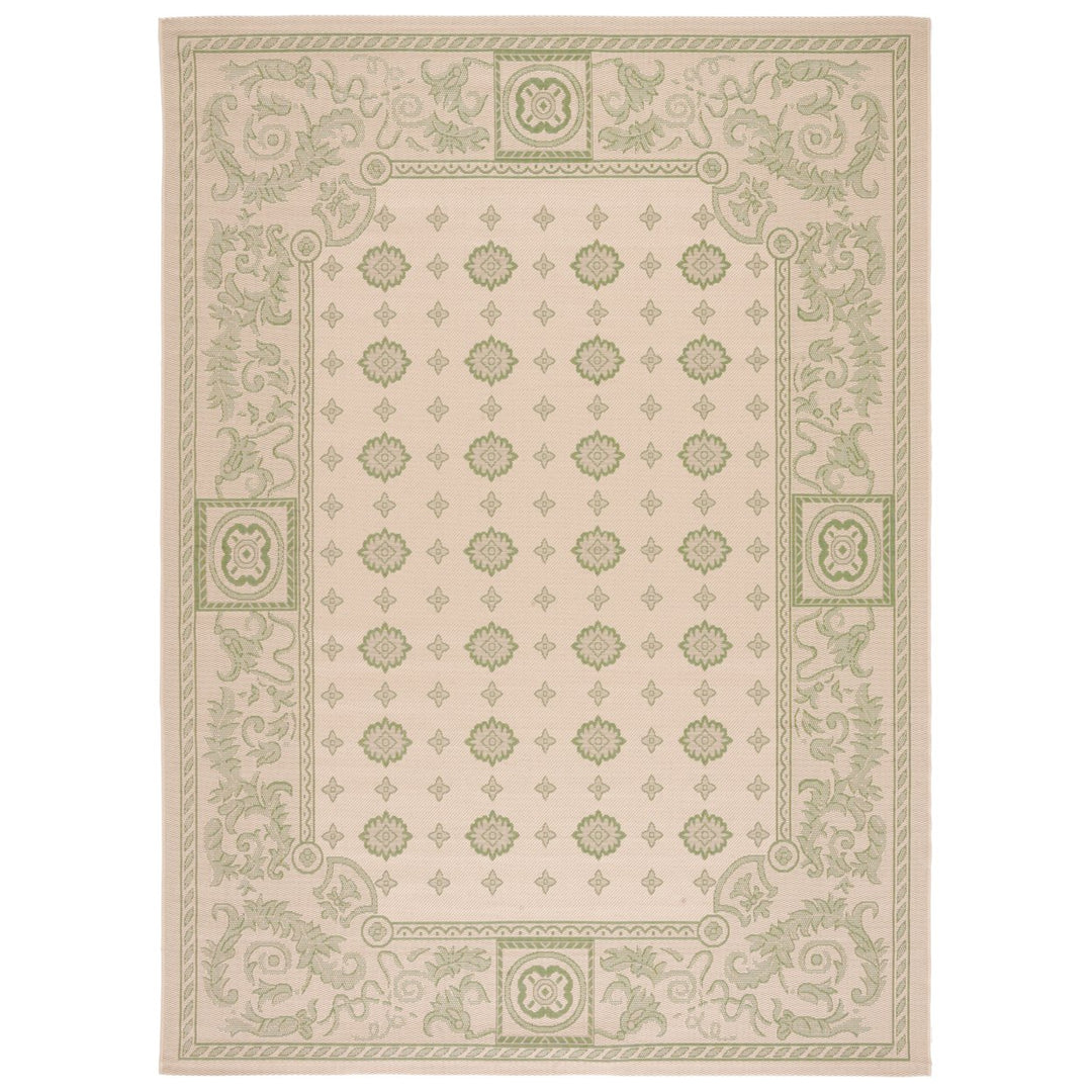 SAFAVIEH Outdoor CY1356-1E01 Courtyard Natural / Olive Rug Image 1