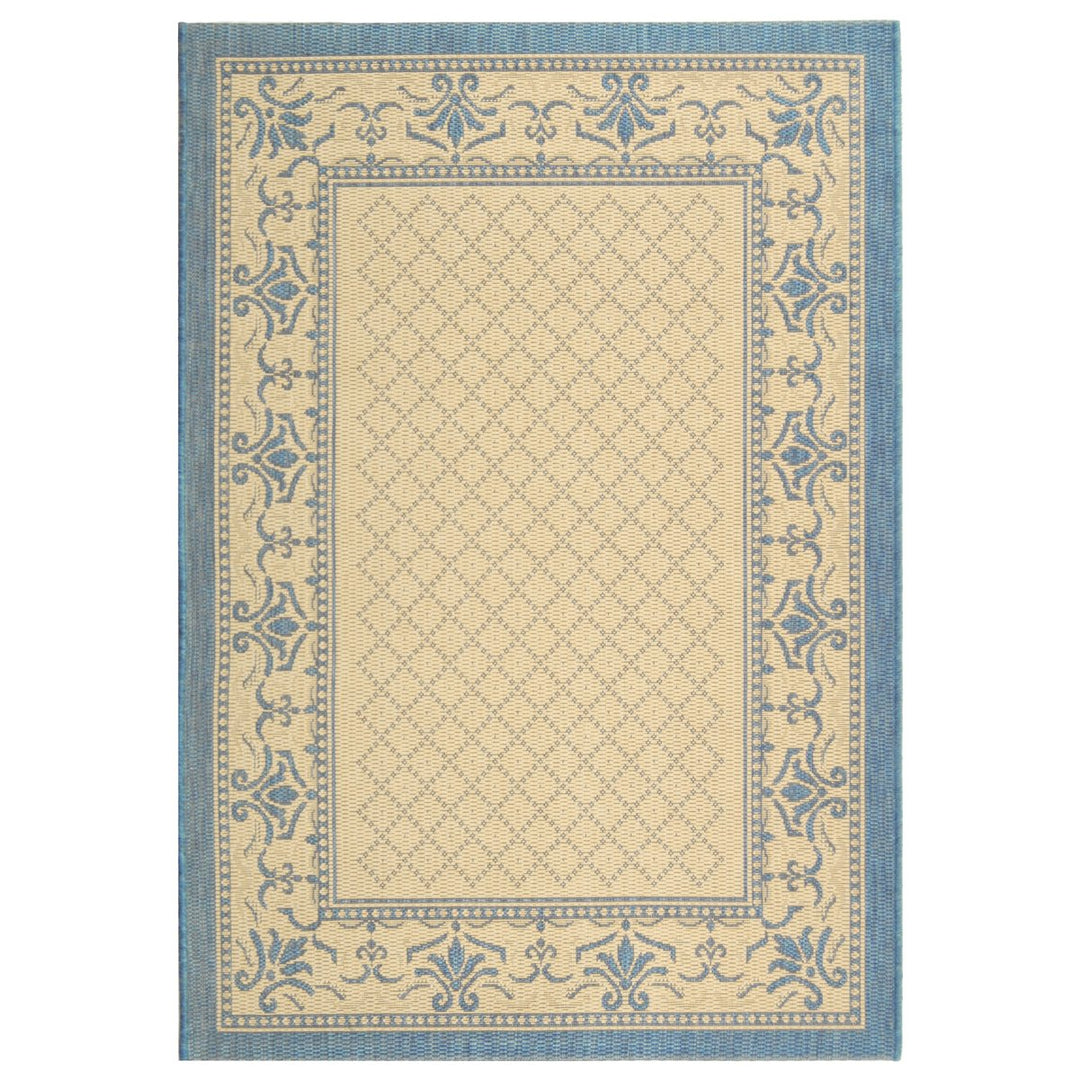 SAFAVIEH Outdoor CY0901-3101 Courtyard Natural / Blue Rug Image 1