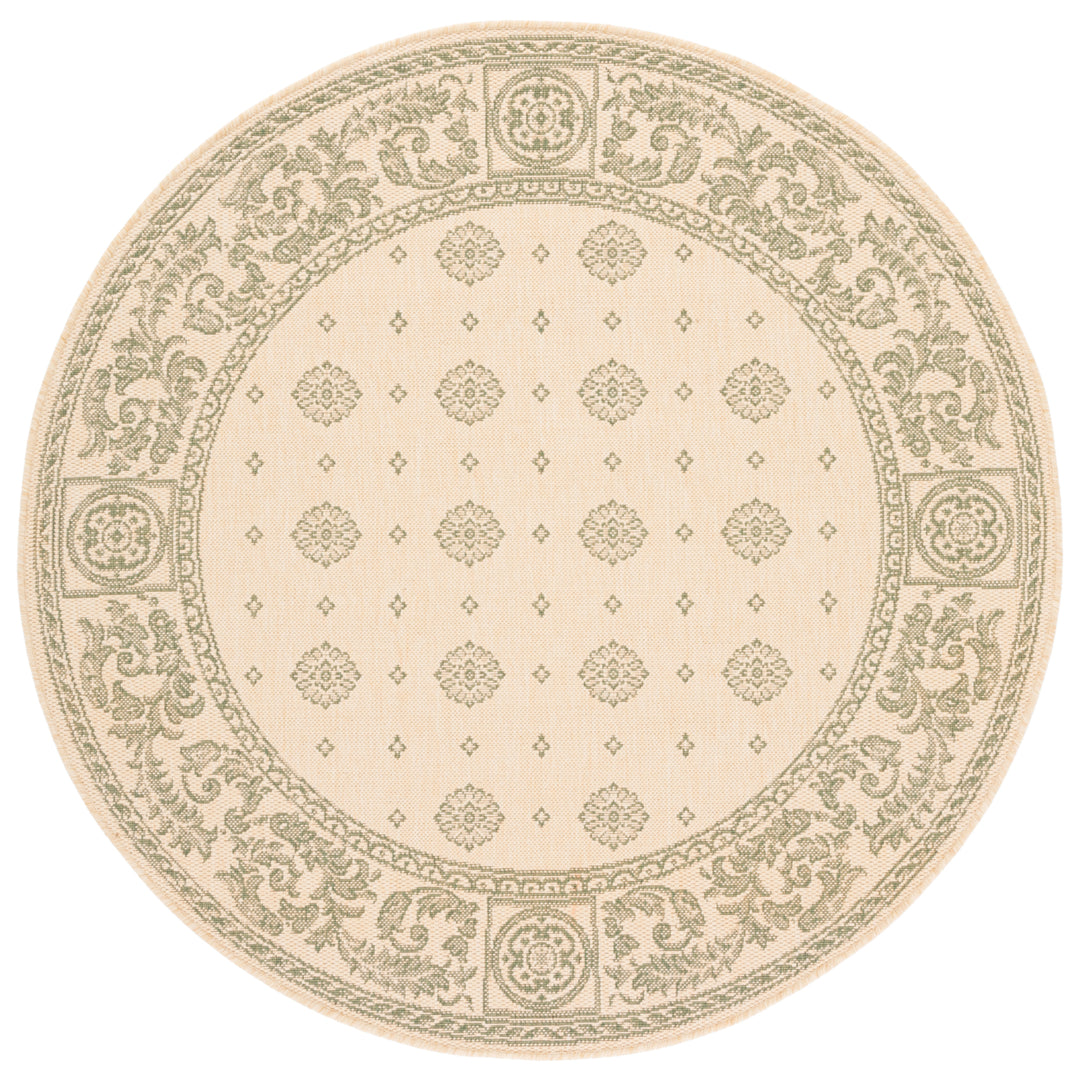 SAFAVIEH Outdoor CY1356-1E01 Courtyard Natural / Olive Rug Image 4