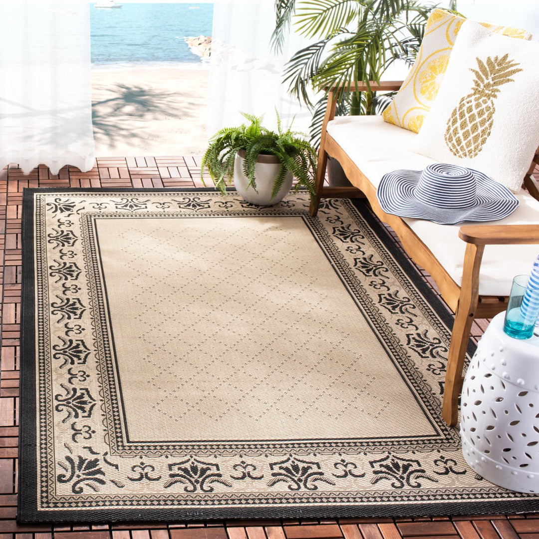 SAFAVIEH Indoor Outdoor CY0901-3901 Courtyard Sand / Black Rug Image 1