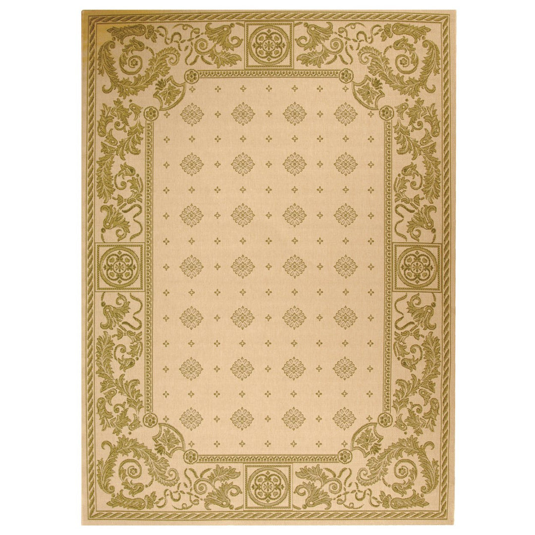 SAFAVIEH Outdoor CY1356-1E01 Courtyard Natural / Olive Rug Image 1