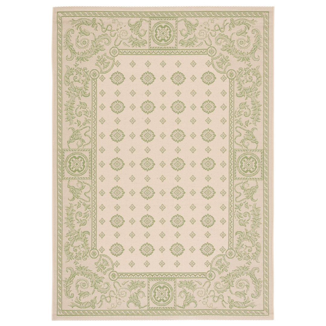 SAFAVIEH Outdoor CY1356-1E01 Courtyard Natural / Olive Rug Image 1