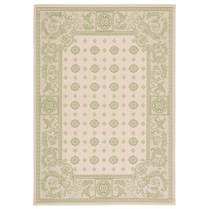 SAFAVIEH Outdoor CY1356-1E01 Courtyard Natural / Olive Rug Image 1