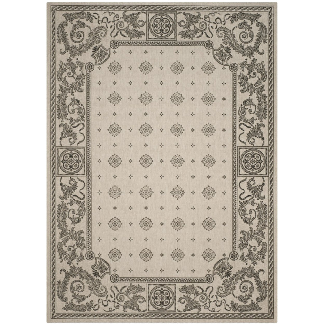 SAFAVIEH Indoor Outdoor CY1356-3901 Courtyard Sand / Black Rug Image 1