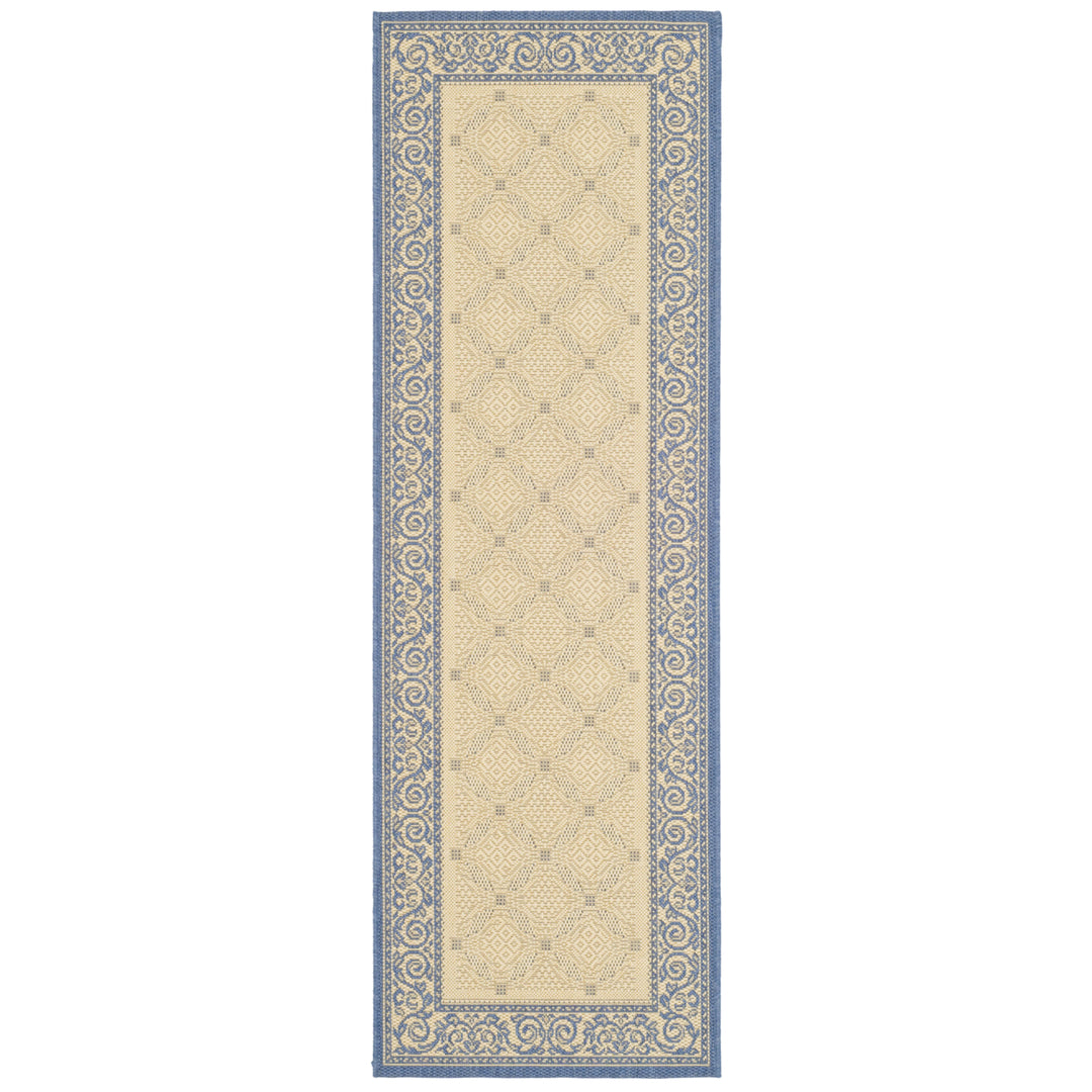SAFAVIEH Outdoor CY1502-3101 Courtyard Natural / Blue Rug Image 5