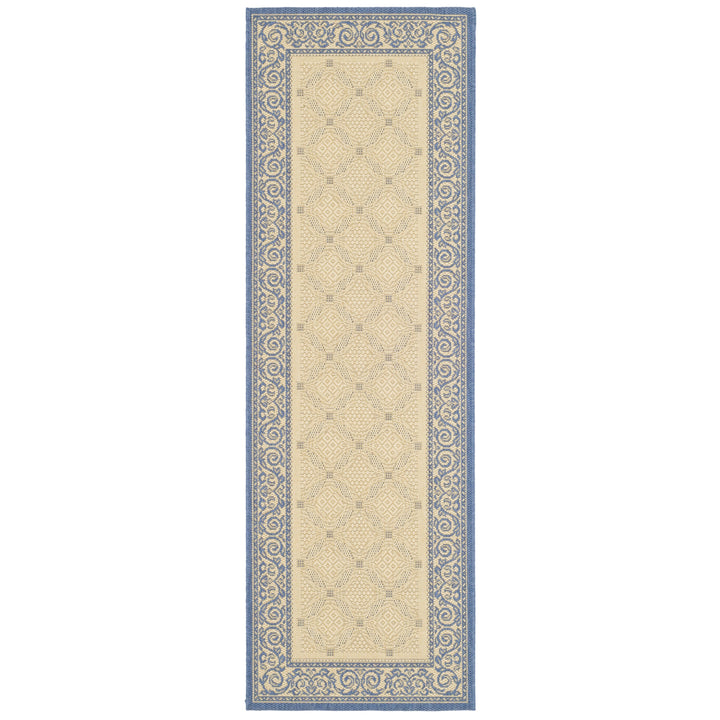 SAFAVIEH Outdoor CY1502-3101 Courtyard Natural / Blue Rug Image 5