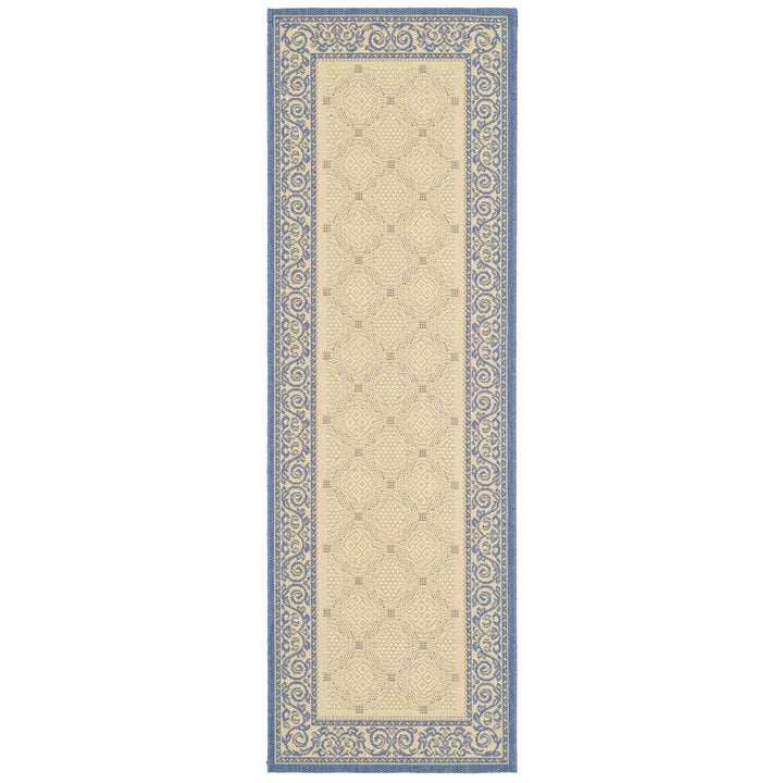 SAFAVIEH Outdoor CY1502-3101 Courtyard Natural / Blue Rug Image 1