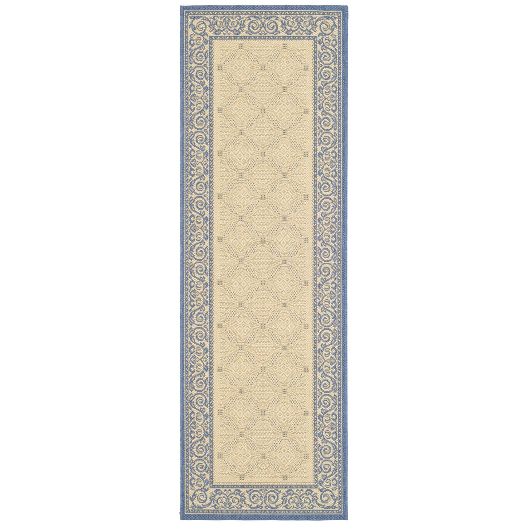 SAFAVIEH Outdoor CY1502-3101 Courtyard Natural / Blue Rug Image 1