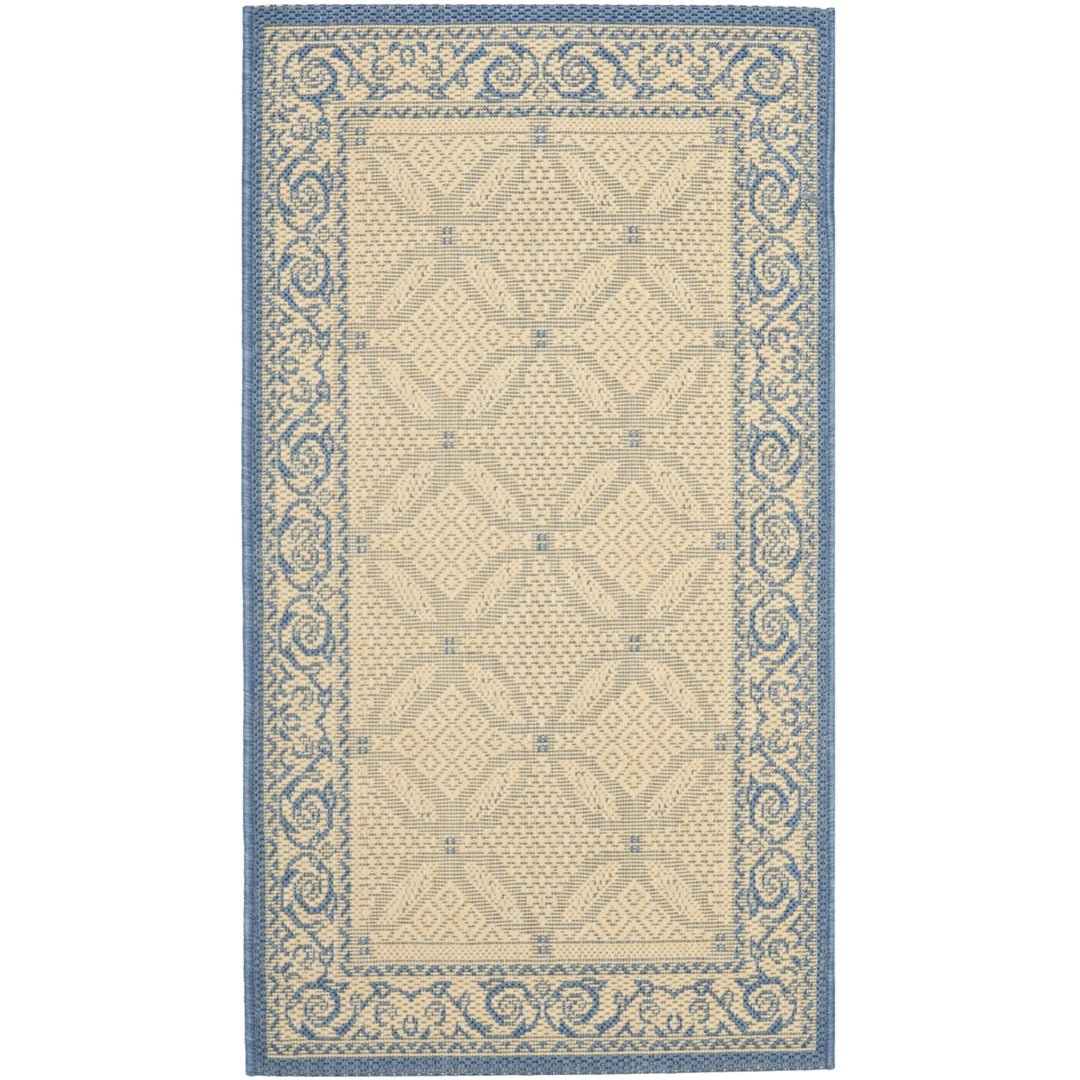 SAFAVIEH Outdoor CY1502-3101 Courtyard Natural / Blue Rug Image 7