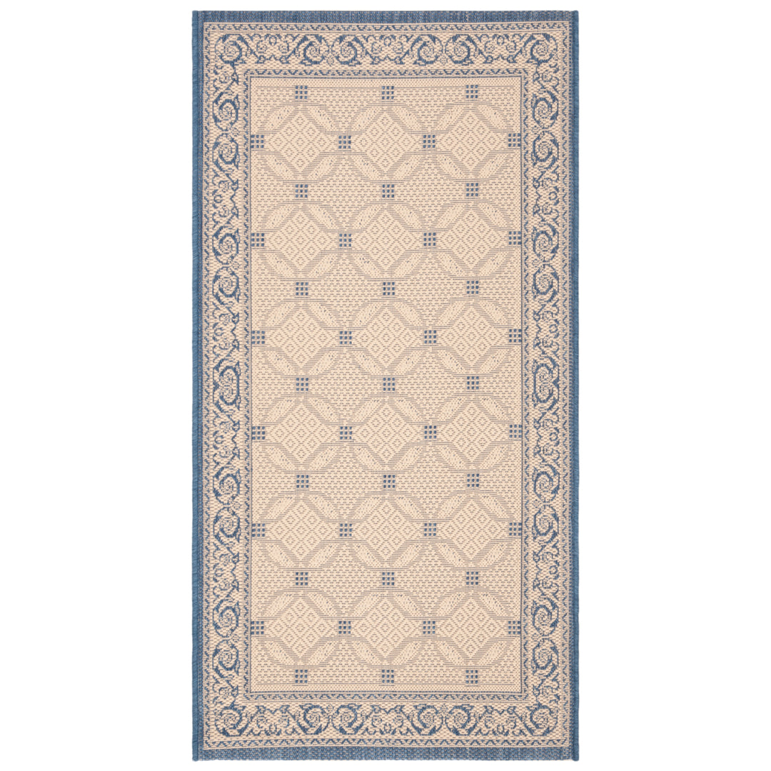 SAFAVIEH Outdoor CY1502-3101 Courtyard Natural / Blue Rug Image 8