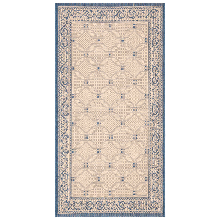 SAFAVIEH Outdoor CY1502-3101 Courtyard Natural / Blue Rug Image 8