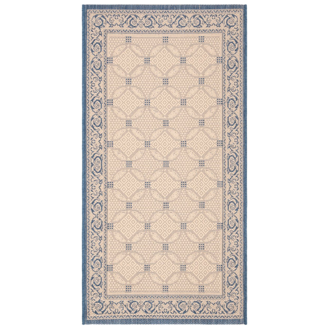 SAFAVIEH Outdoor CY1502-3101 Courtyard Natural / Blue Rug Image 1