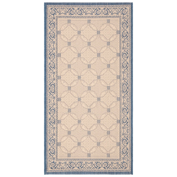 SAFAVIEH Outdoor CY1502-3101 Courtyard Natural / Blue Rug Image 1