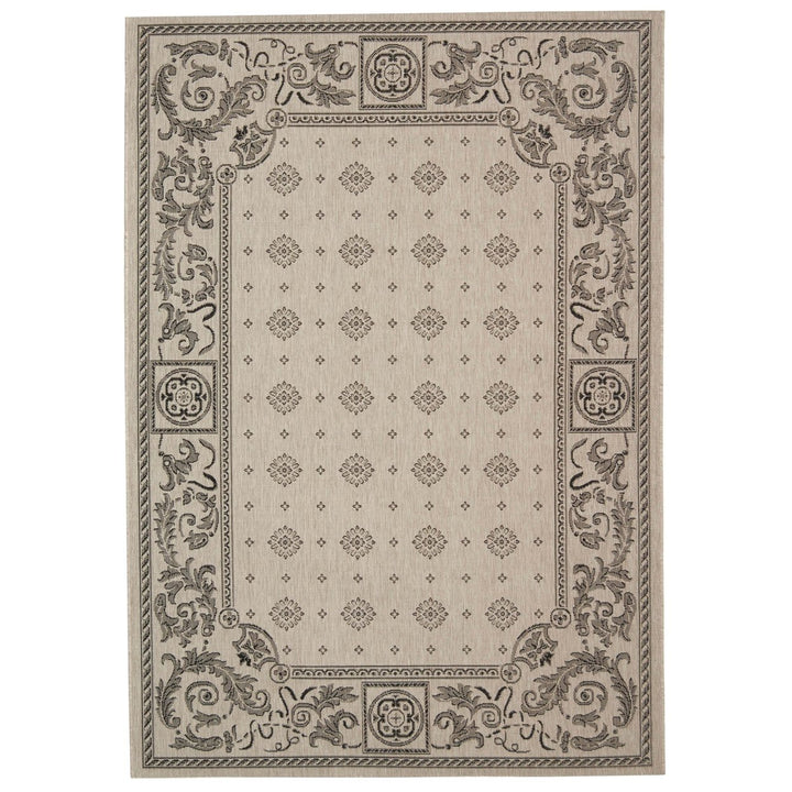 SAFAVIEH Indoor Outdoor CY1356-3901 Courtyard Sand / Black Rug Image 1