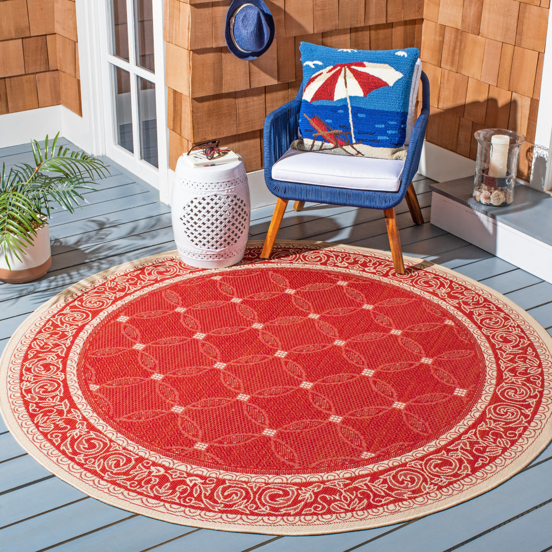 SAFAVIEH Outdoor CY1502-3707 Courtyard Red / Natural Rug Image 2