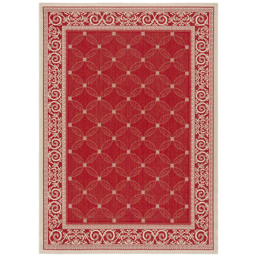 SAFAVIEH Outdoor CY1502-3707 Courtyard Red / Natural Rug Image 1