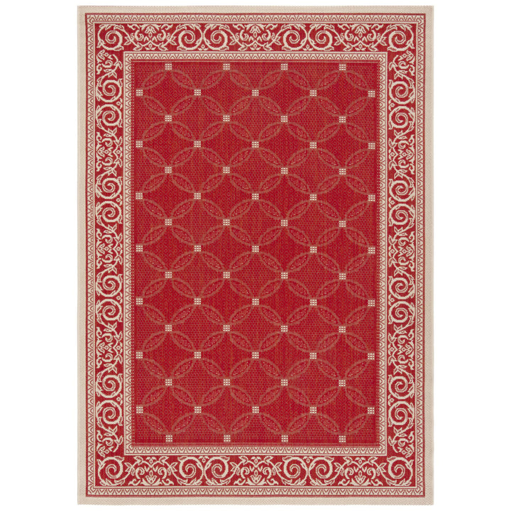 SAFAVIEH Outdoor CY1502-3707 Courtyard Red / Natural Rug Image 1