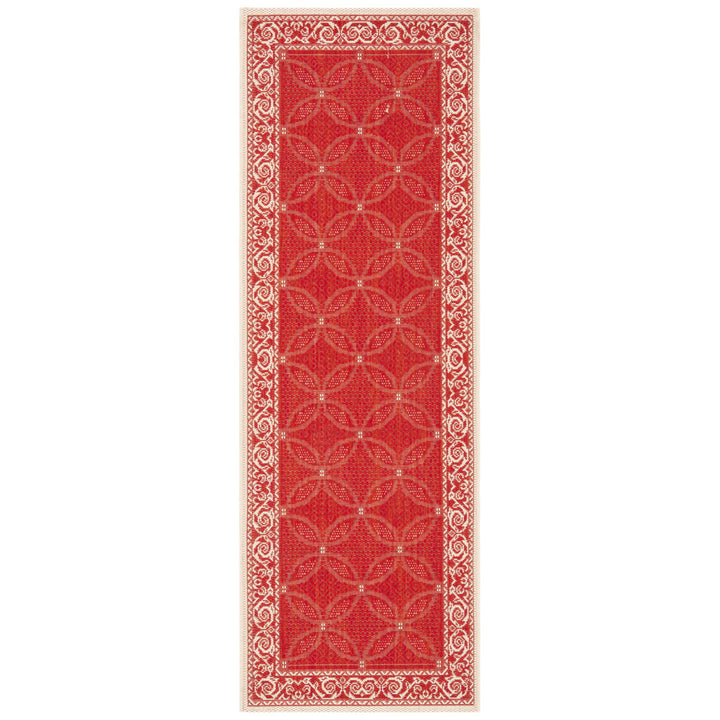 SAFAVIEH Outdoor CY1502-3707 Courtyard Red / Natural Rug Image 1