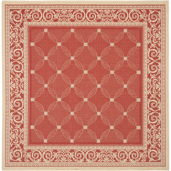 SAFAVIEH Outdoor CY1502-3707 Courtyard Red / Natural Rug Image 1