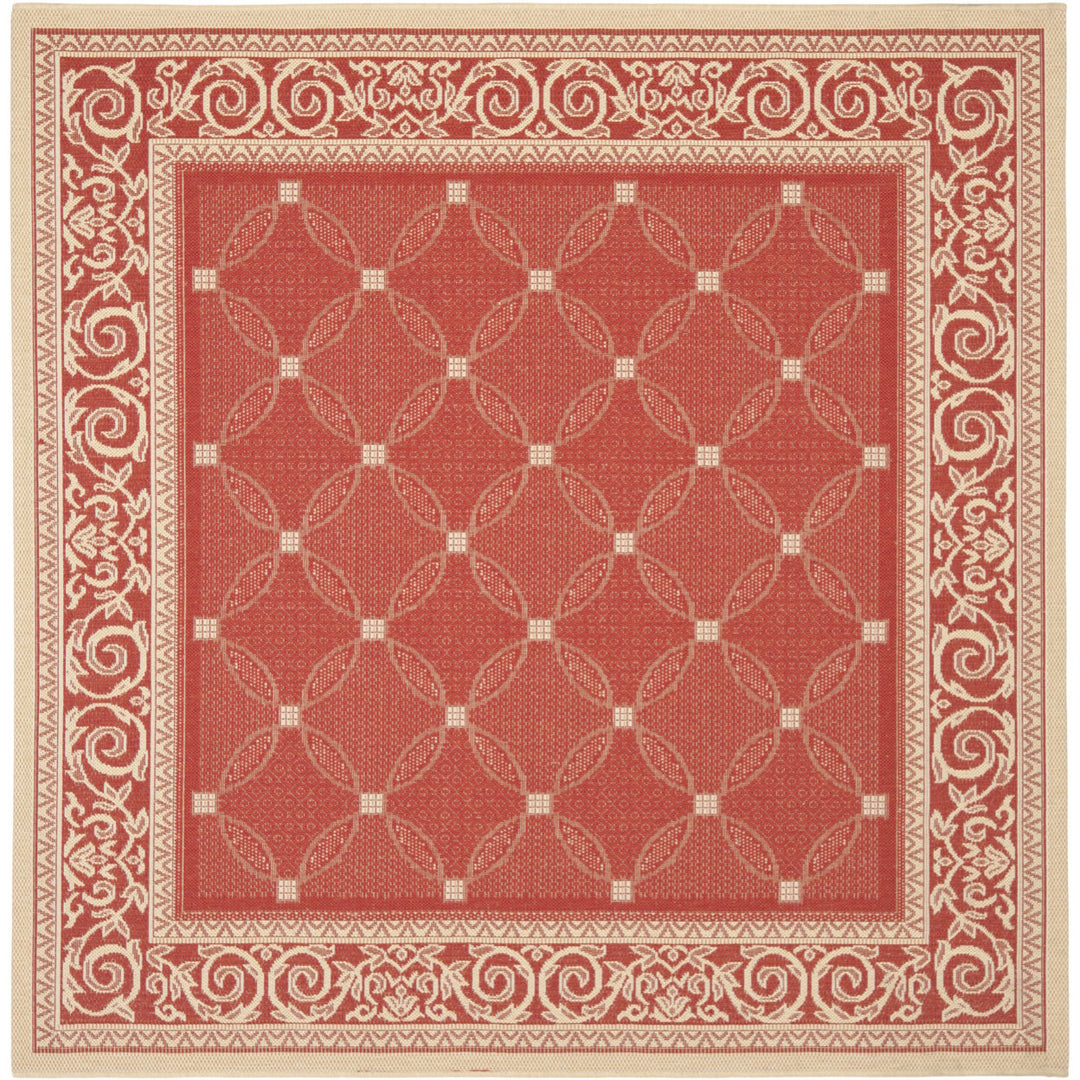 SAFAVIEH Outdoor CY1502-3707 Courtyard Red / Natural Rug Image 1