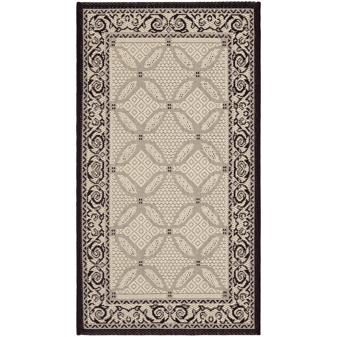 SAFAVIEH Indoor Outdoor CY1502-3901 Courtyard Sand / Black Rug Image 1