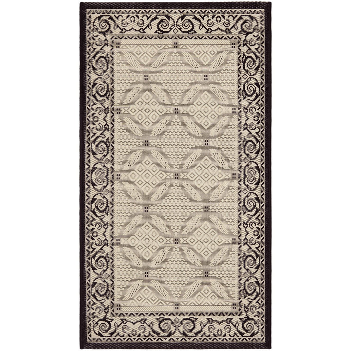 SAFAVIEH Indoor Outdoor CY1502-3901 Courtyard Sand / Black Rug Image 1