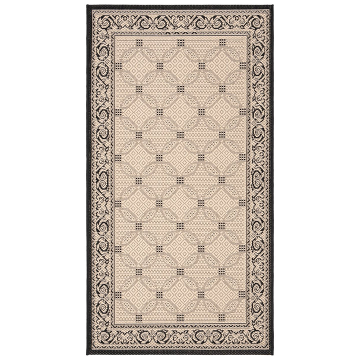 SAFAVIEH Indoor Outdoor CY1502-3901 Courtyard Sand / Black Rug Image 1