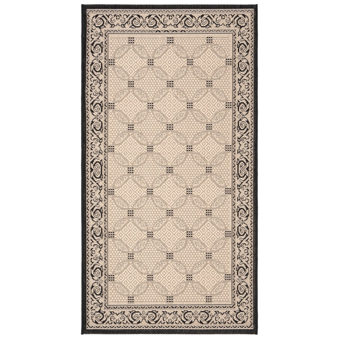 SAFAVIEH Indoor Outdoor CY1502-3901 Courtyard Sand / Black Rug Image 1