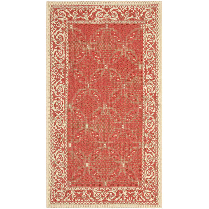 SAFAVIEH Outdoor CY1502-3707 Courtyard Red / Natural Rug Image 9