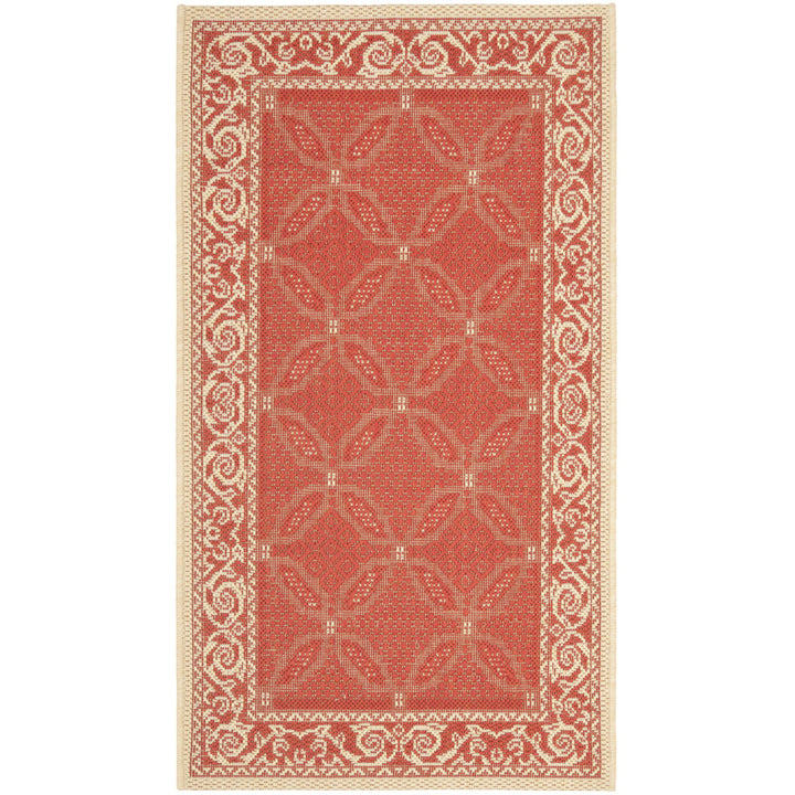 SAFAVIEH Outdoor CY1502-3707 Courtyard Red / Natural Rug Image 1