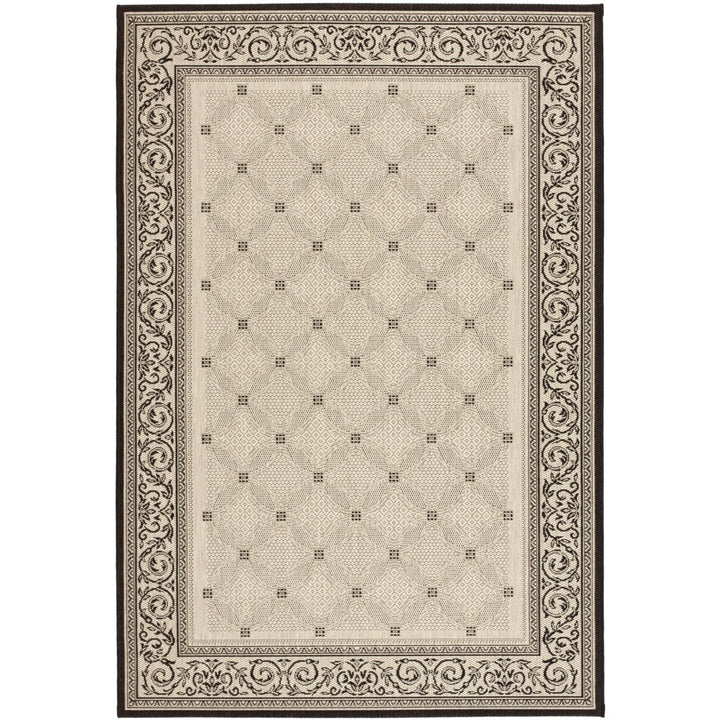 SAFAVIEH Indoor Outdoor CY1502-3901 Courtyard Sand / Black Rug Image 1