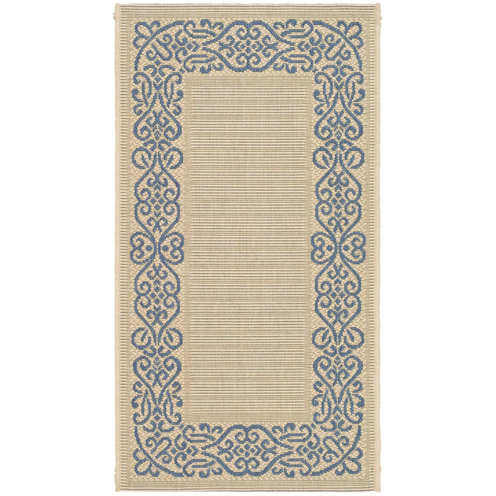 SAFAVIEH Outdoor CY1588-3101 Courtyard Natural / Blue Rug Image 2
