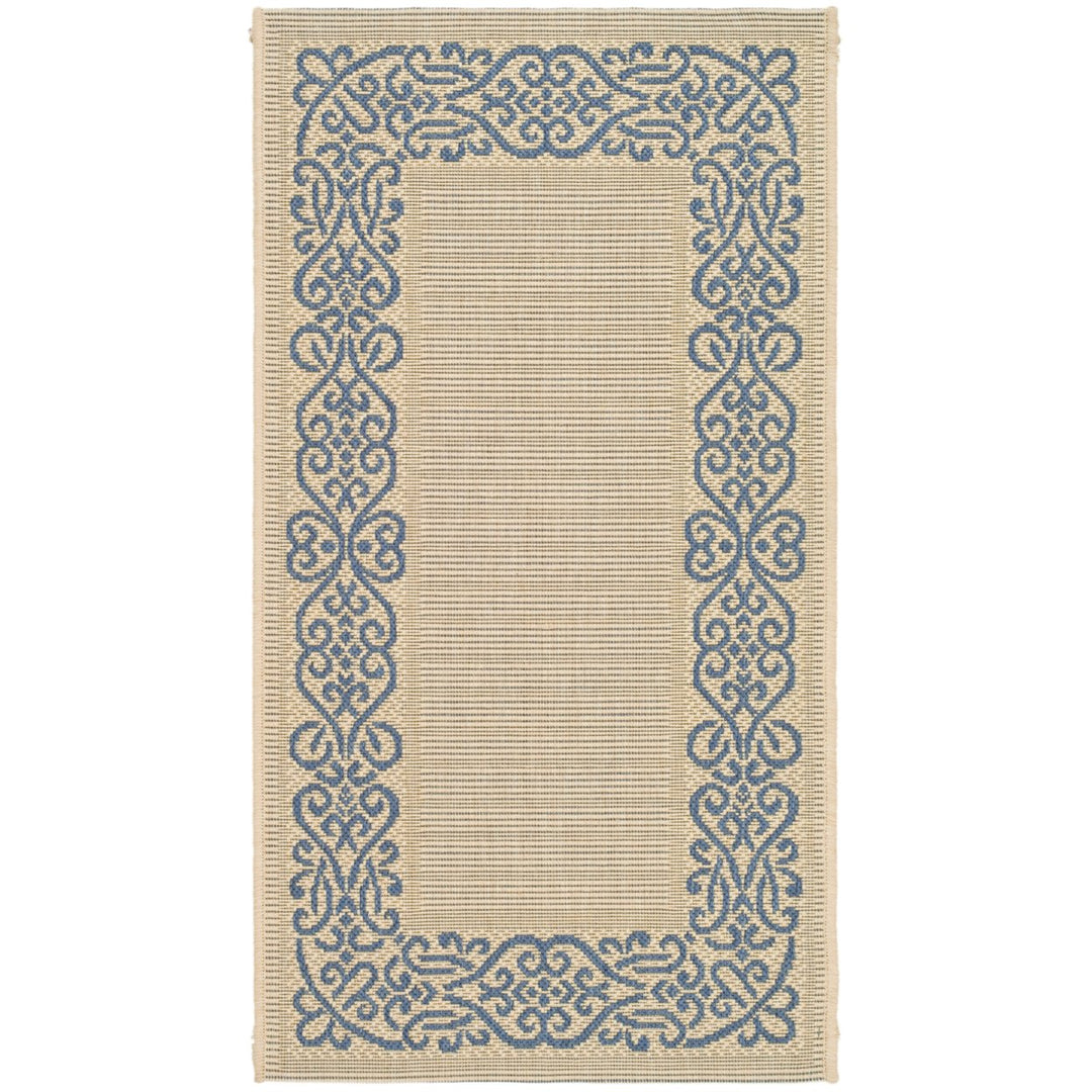 SAFAVIEH Outdoor CY1588-3101 Courtyard Natural / Blue Rug Image 2