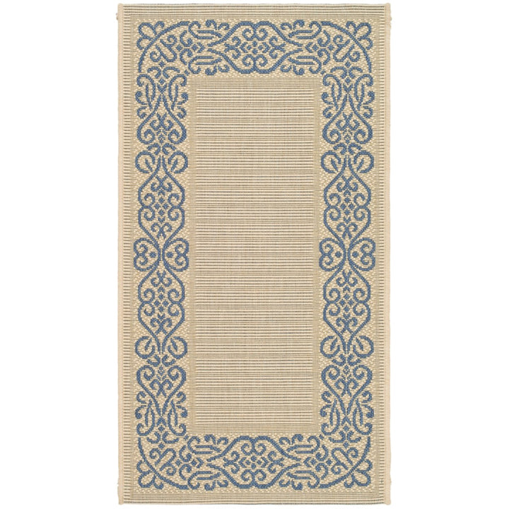 SAFAVIEH Outdoor CY1588-3101 Courtyard Natural / Blue Rug Image 1