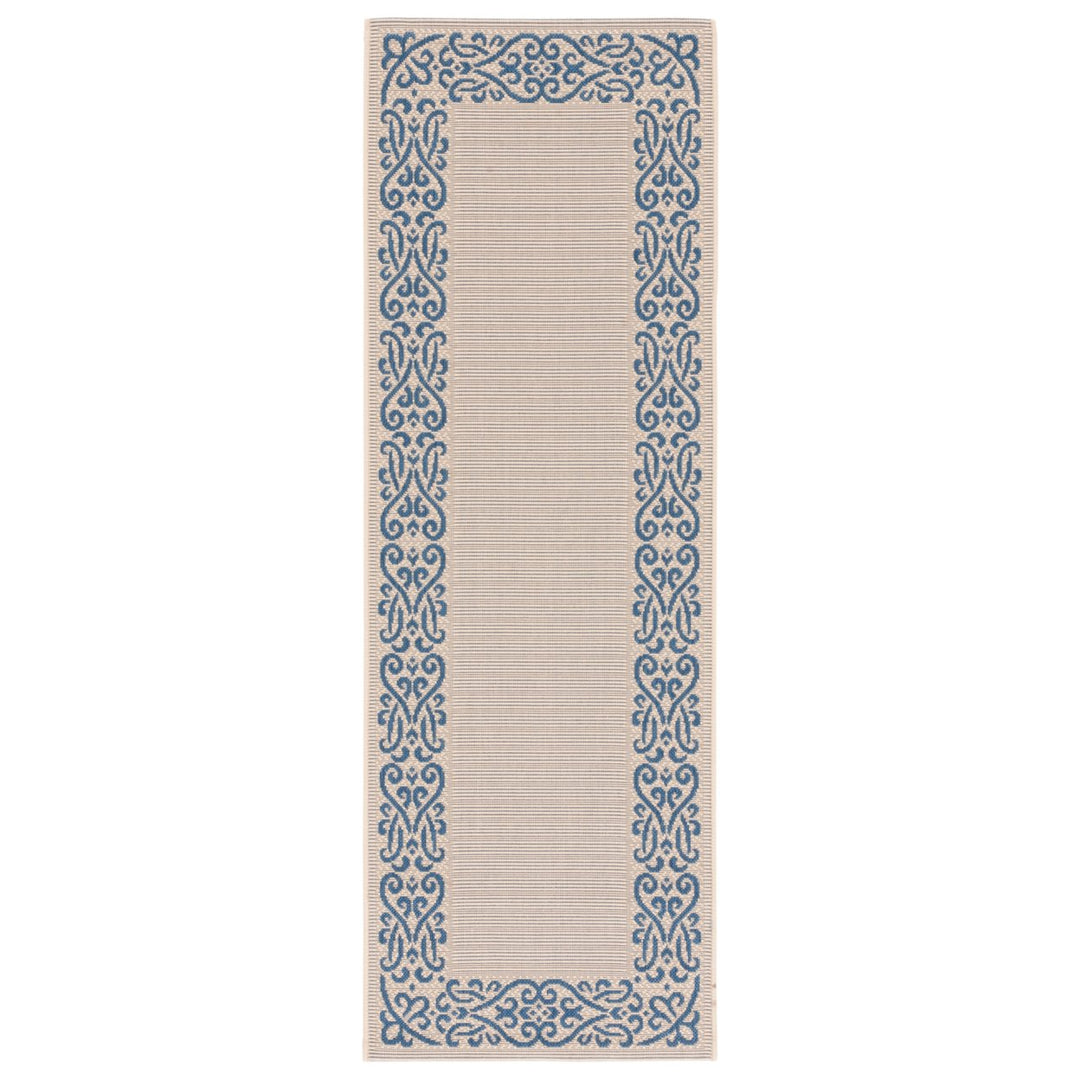 SAFAVIEH Outdoor CY1588-3101 Courtyard Natural / Blue Rug Image 1