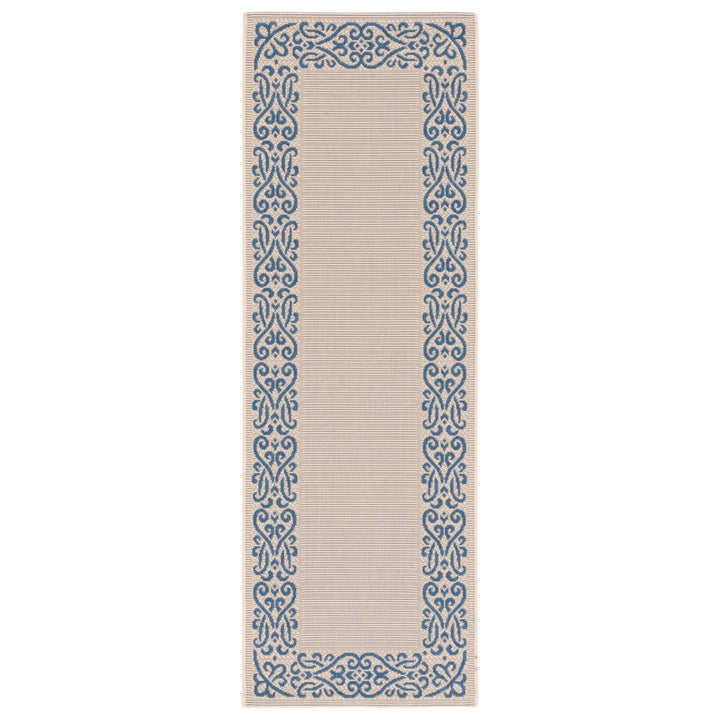 SAFAVIEH Outdoor CY1588-3101 Courtyard Natural / Blue Rug Image 1