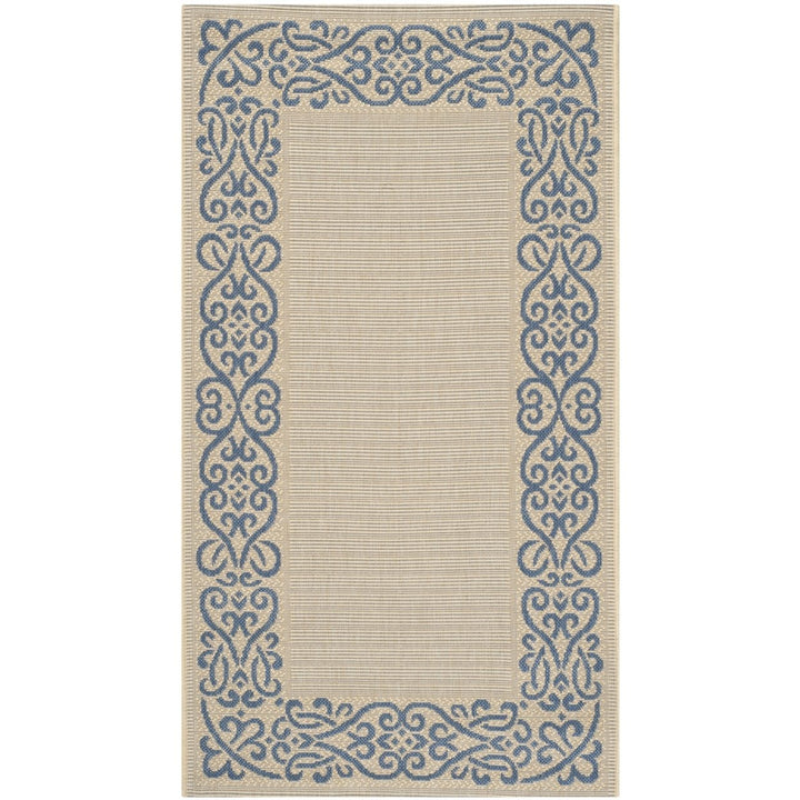 SAFAVIEH Outdoor CY1588-3101 Courtyard Natural / Blue Rug Image 1