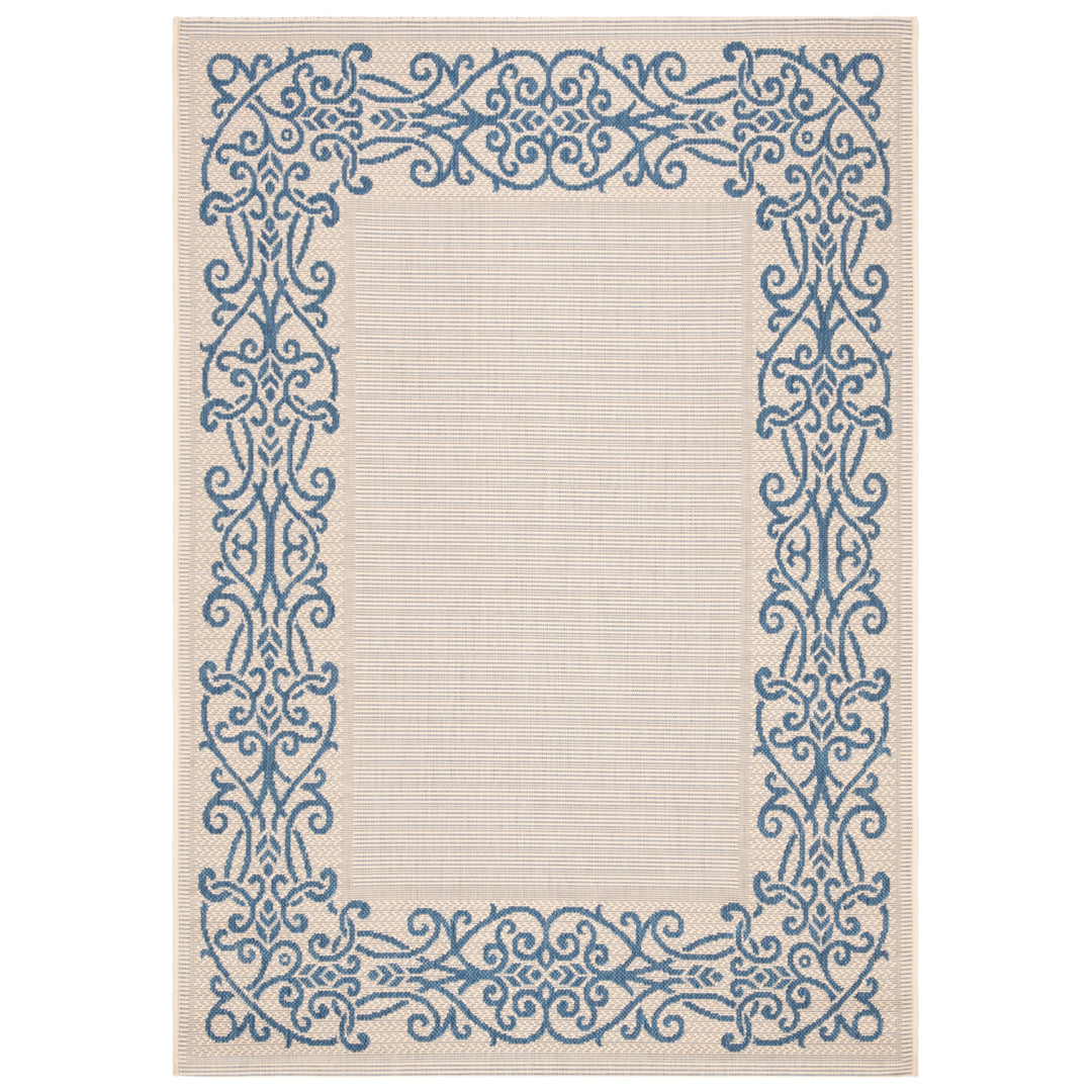 SAFAVIEH Outdoor CY1588-3101 Courtyard Natural / Blue Rug Image 5