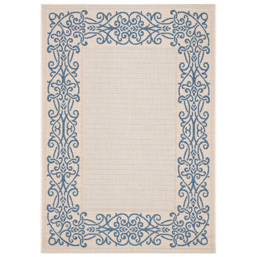 SAFAVIEH Outdoor CY1588-3101 Courtyard Natural / Blue Rug Image 1