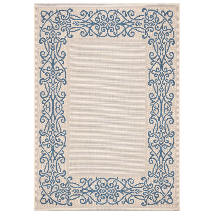 SAFAVIEH Outdoor CY1588-3101 Courtyard Natural / Blue Rug Image 1