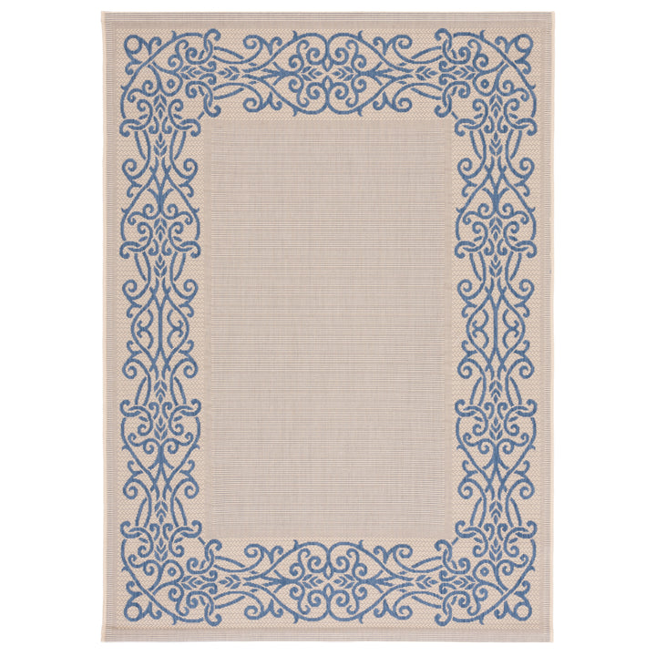 SAFAVIEH Outdoor CY1588-3101 Courtyard Natural / Blue Rug Image 6