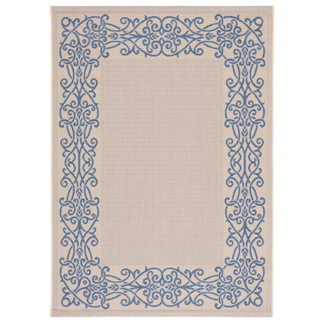 SAFAVIEH Outdoor CY1588-3101 Courtyard Natural / Blue Rug Image 1